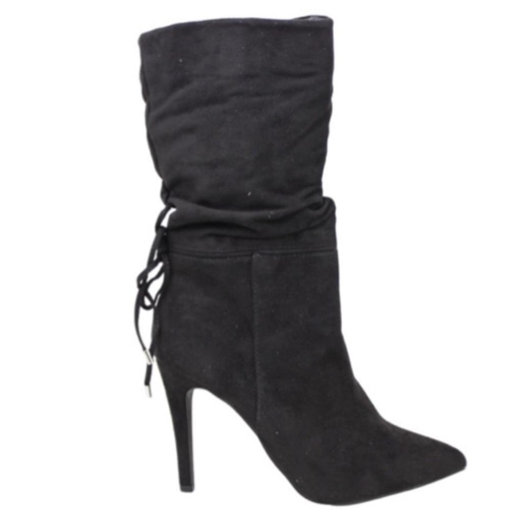 ZIGISOHO Black faux suede Jeanie Black Heel Slouchy boot women size 7.5